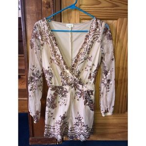 Hello Molly Blush Pink Sequin Romper Size Small